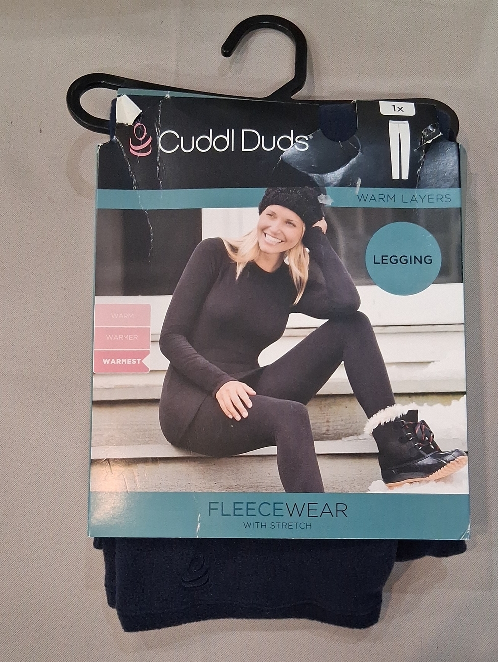 Cuddl Duds Black Fleecewear Legging - Warm Layers Navy 1X